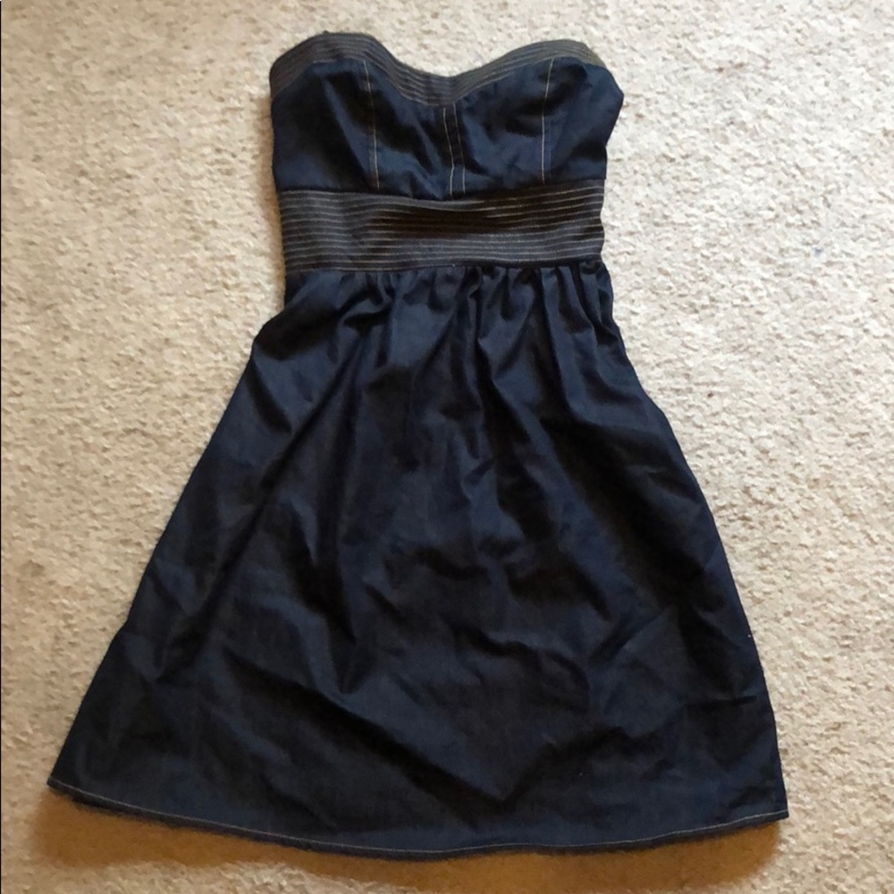 Black and gold strapless dress